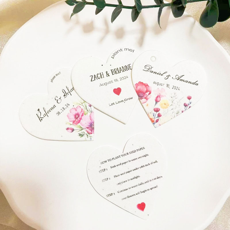 Custom Wedding Gift Favors Seed Paper Hearts Shapes