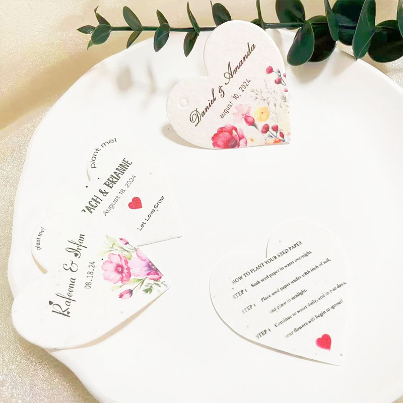 Custom Wedding Gift Favors Seed Paper Hearts Shapes