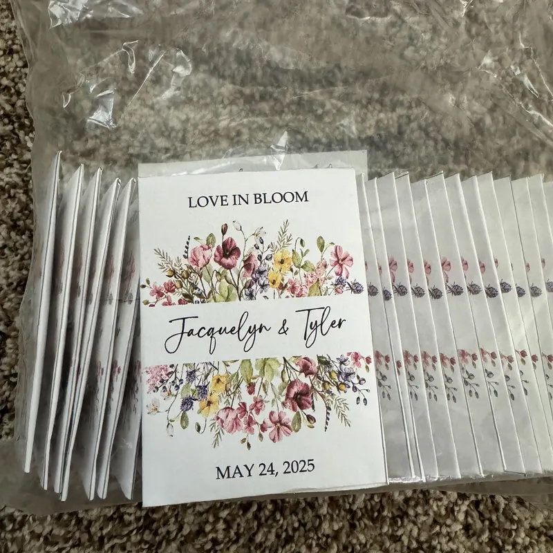 Custom wildflower seed packet wedding favors love is bloom favors