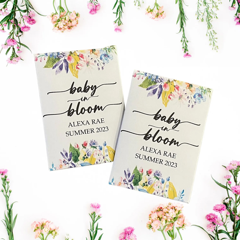 Custom baby shower seed packets pink floral baby shower favors