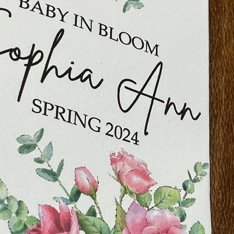 Custom baby shower seed packets pink floral baby shower favors