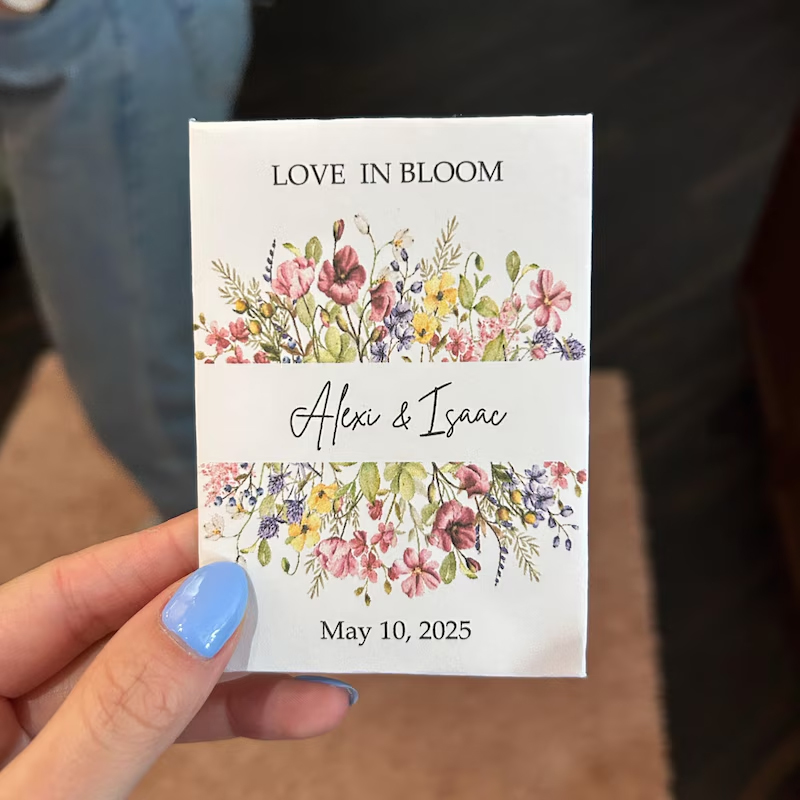 Custom wildflower seed packet wedding favors love is bloom favors