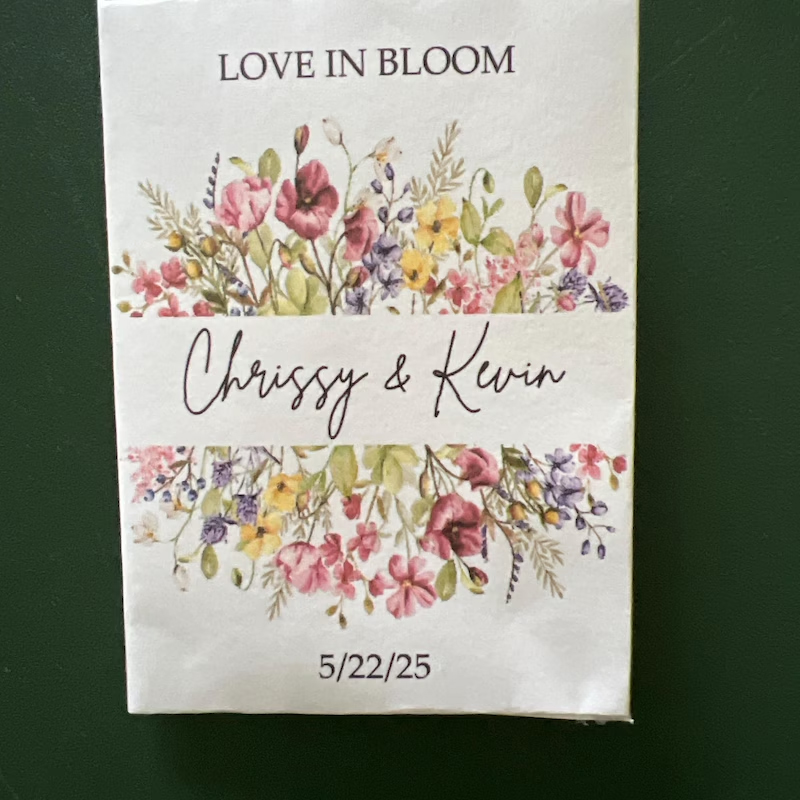 Custom wildflower seed packet wedding favors love is bloom favors