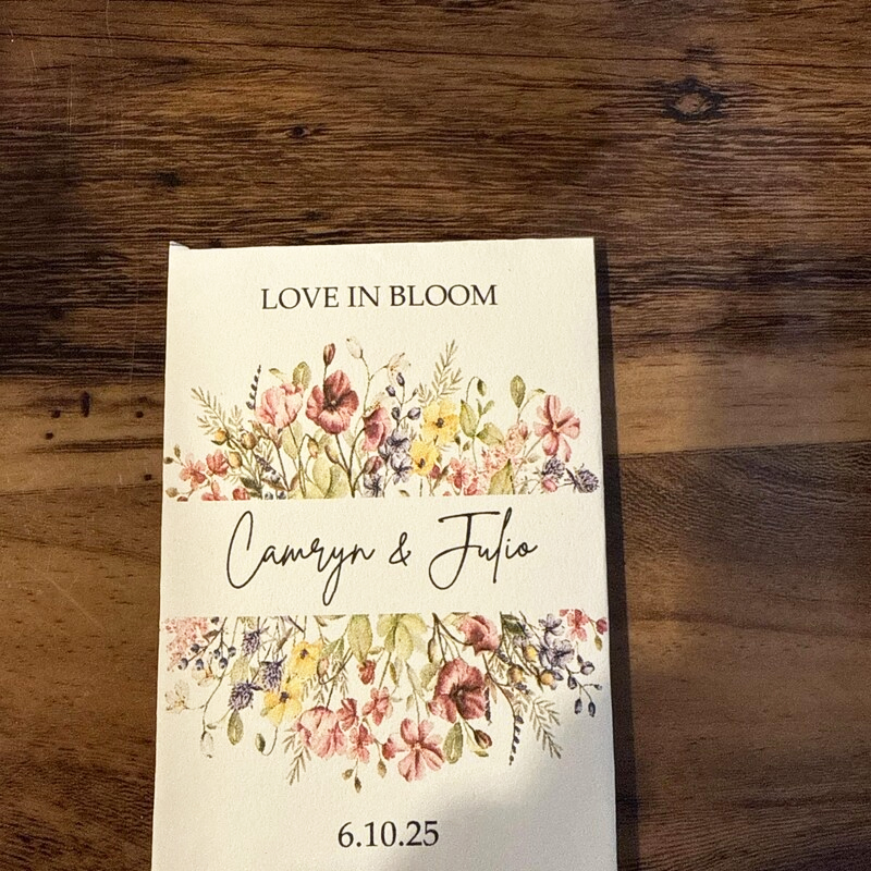 Custom wildflower seed packet wedding favors love is bloom favors