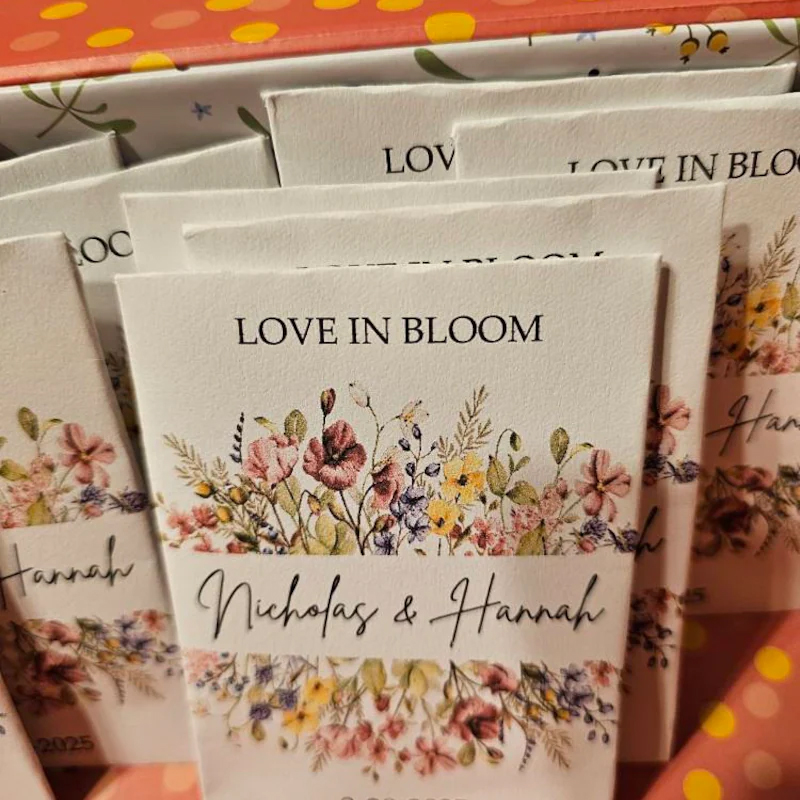 Custom wildflower seed packet wedding favors love is bloom favors