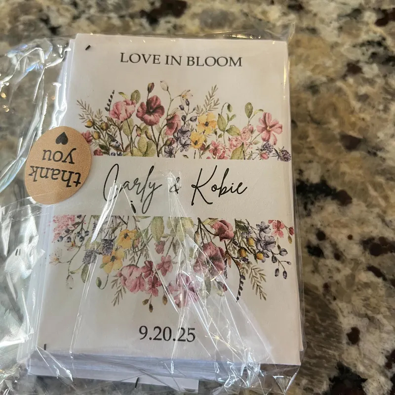 Custom wildflower seed packet wedding favors love is bloom favors