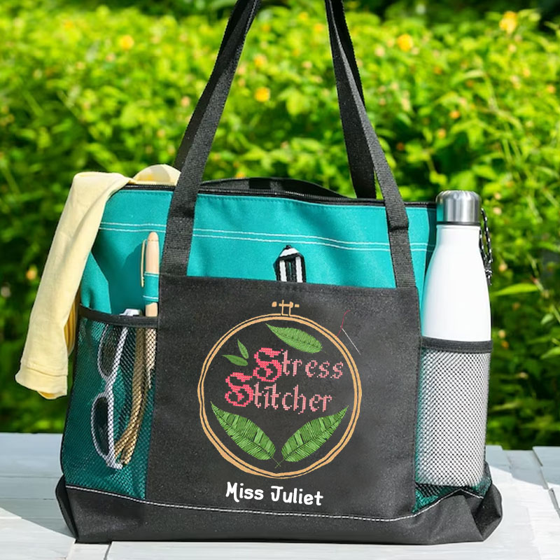 Cute Funny Cross Stitch Tote Bag