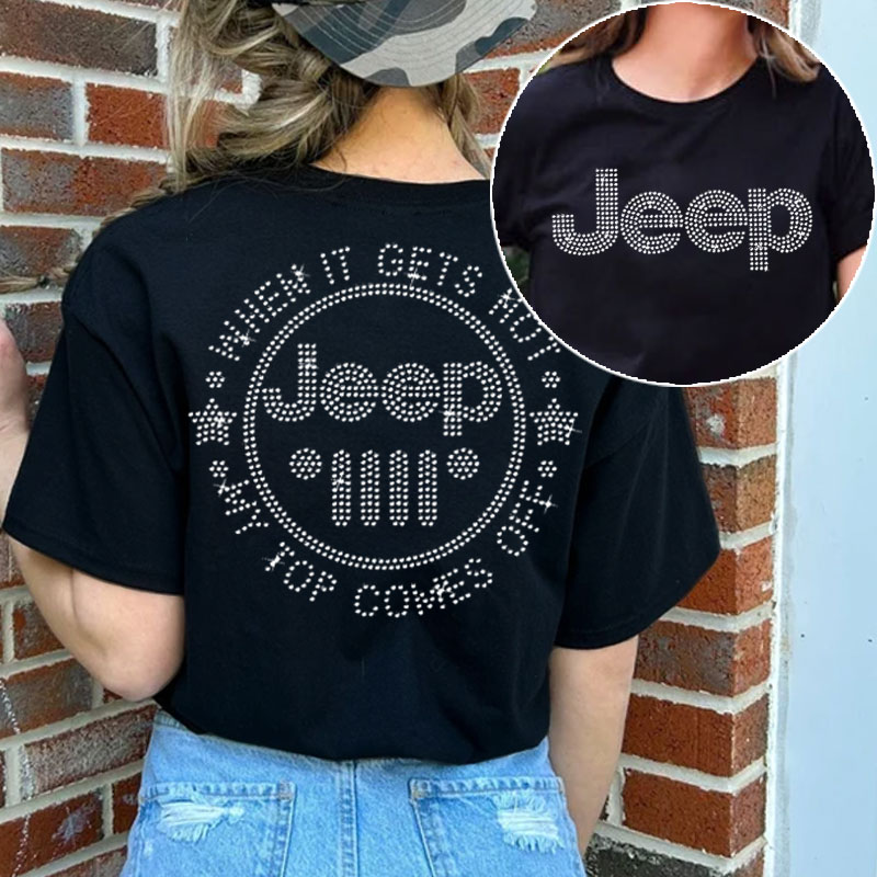 Jeep Grill Printed Rhinestone Effect T-shirt