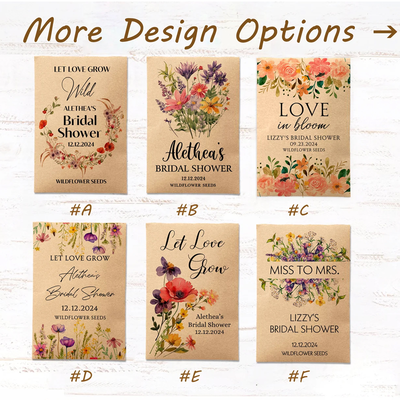 Eco-Friendly Wildflowers Bridal Shower Seed Packet Favors