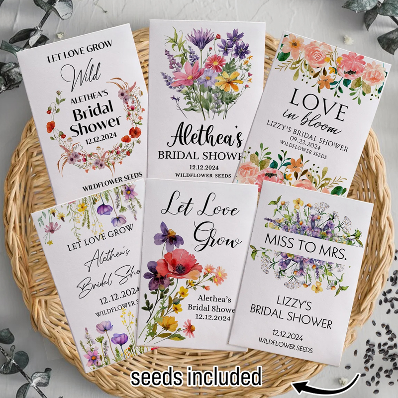 Eco-Friendly Wildflowers Bridal Shower Seed Packet Favors