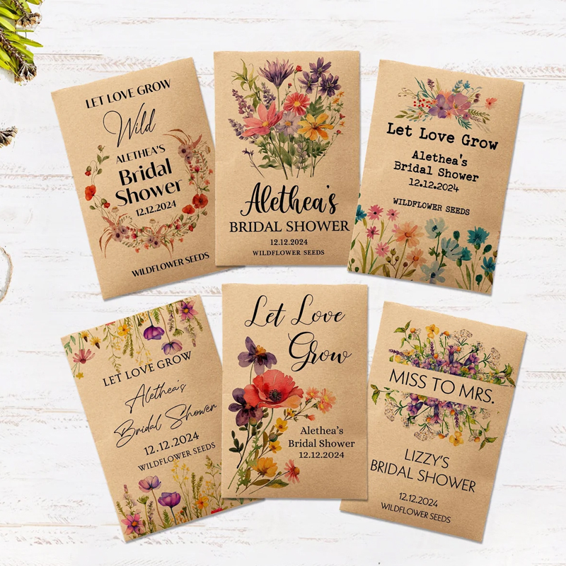 Eco-Friendly Wildflowers Bridal Shower Seed Packet Favors