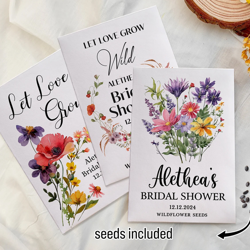 Eco-Friendly Wildflowers Bridal Shower Seed Packet Favors