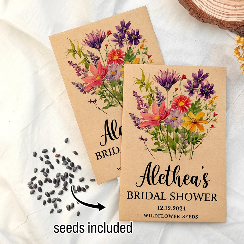 Eco-Friendly Wildflowers Bridal Shower Seed Packet Favors