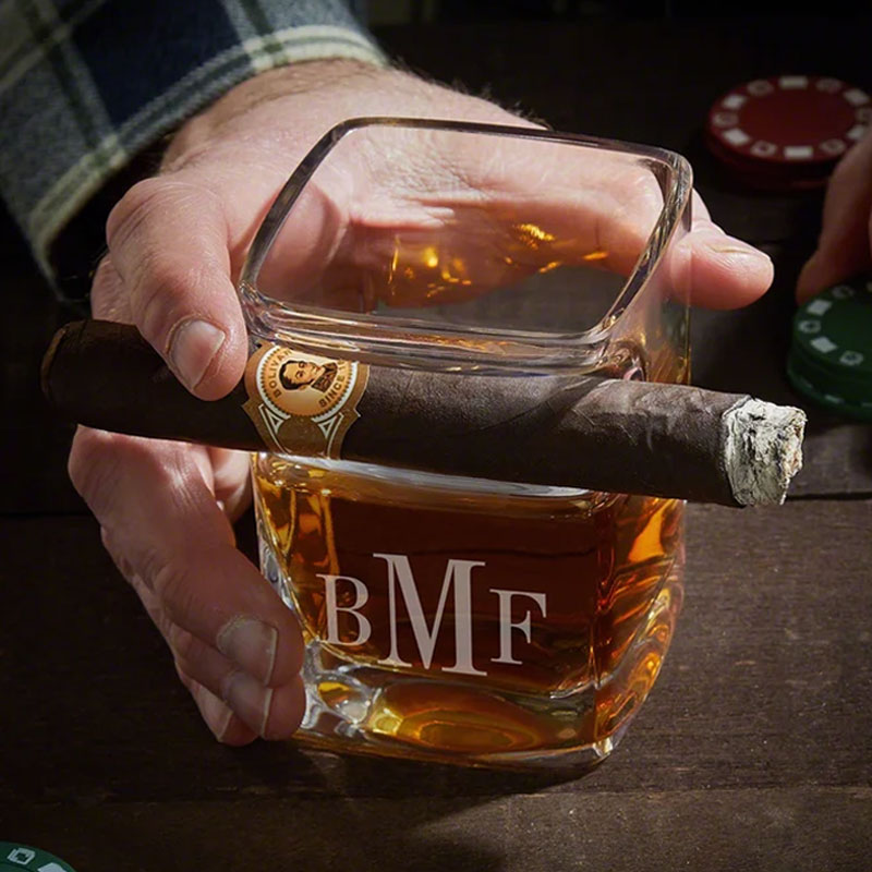Engraved Whiskey Cigar Glass - Personalized Bourbon Gifts