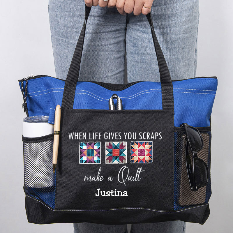 When Life Gives You Scraps, Make a Quilt, Custom Quilting Inspiration Tote Bag