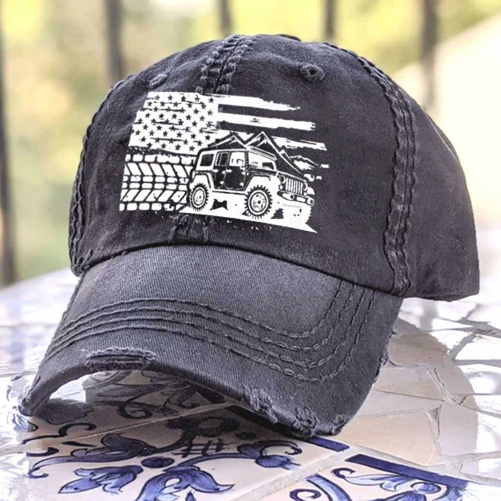 Jp with Distressed USA Flag and Mountains Jp Lover Baseball Cap