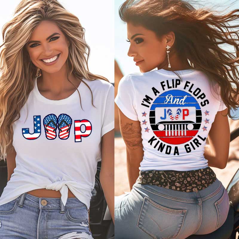 I’m a Flip Flops and Jeep Kinda Girl 4th of July T-Shirt