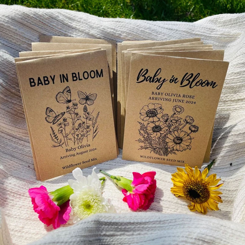 Custom Baby In Bloom Wildflower Seed Packet Favors For Baby Shower