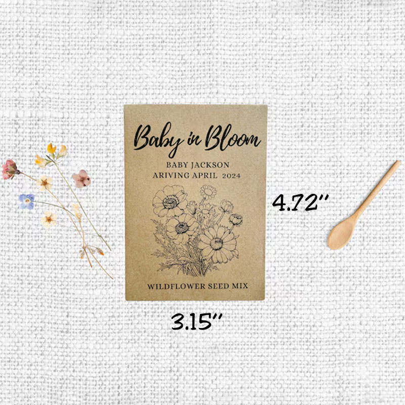 Custom Baby In Bloom Wildflower Seed Packet Favors For Baby Shower