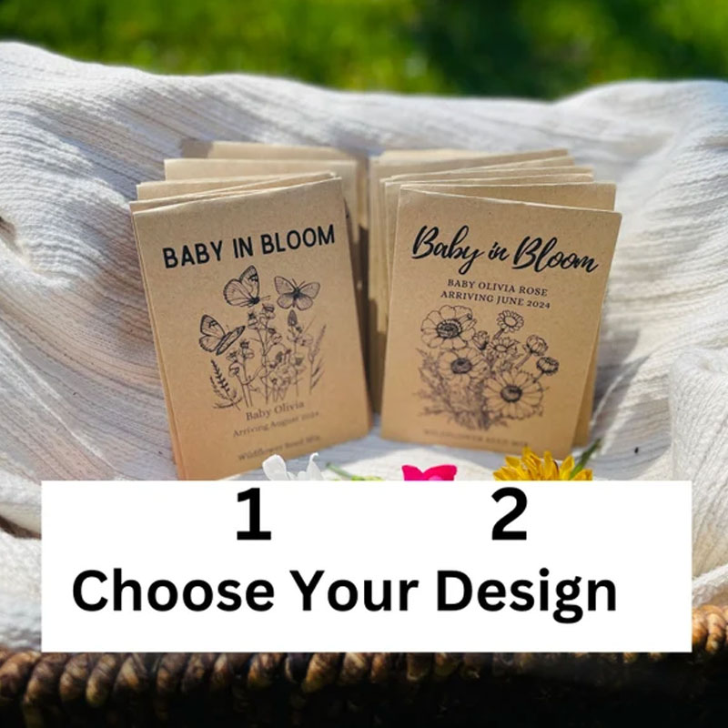 Custom Baby In Bloom Wildflower Seed Packet Favors For Baby Shower