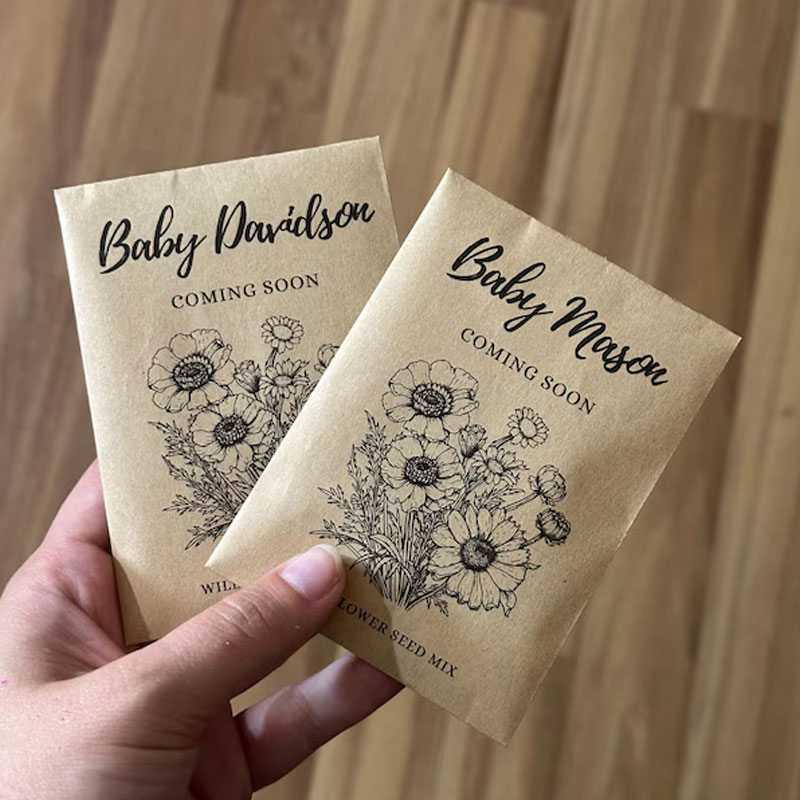 Custom Baby In Bloom Wildflower Seed Packet Favors For Baby Shower