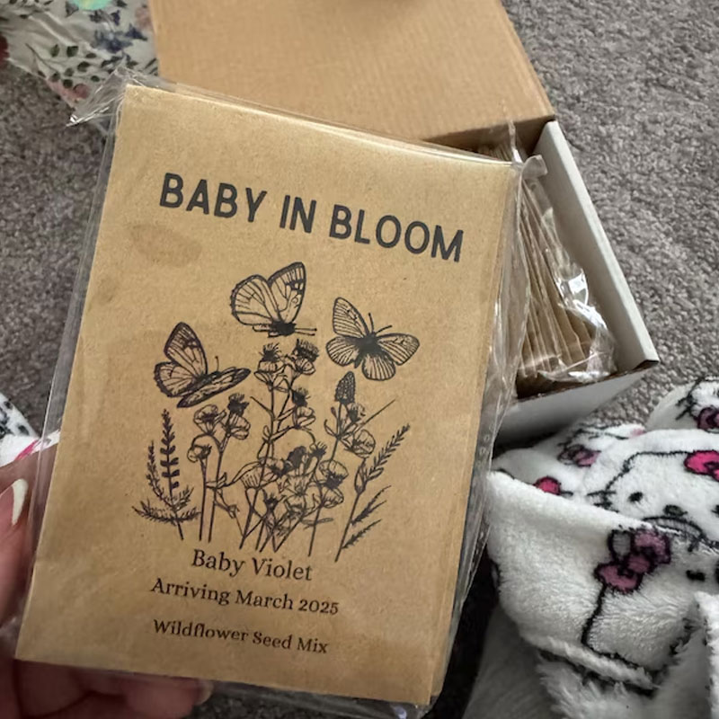 Custom Baby In Bloom Wildflower Seed Packet Favors For Baby Shower