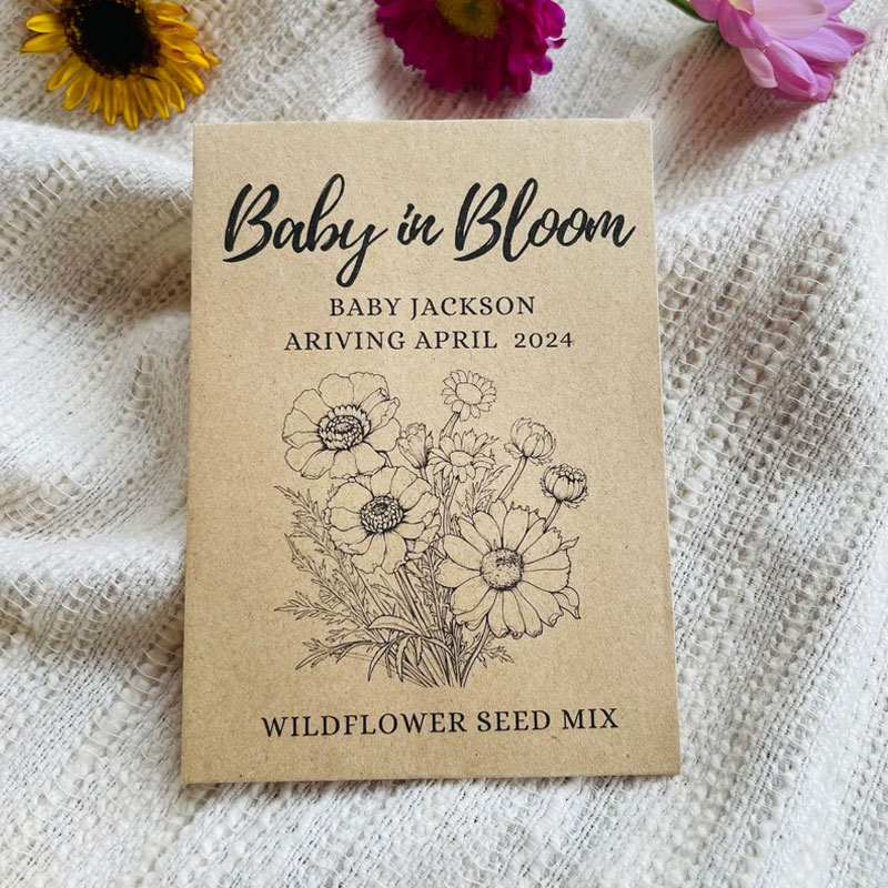 Custom Baby In Bloom Wildflower Seed Packet Favors For Baby Shower