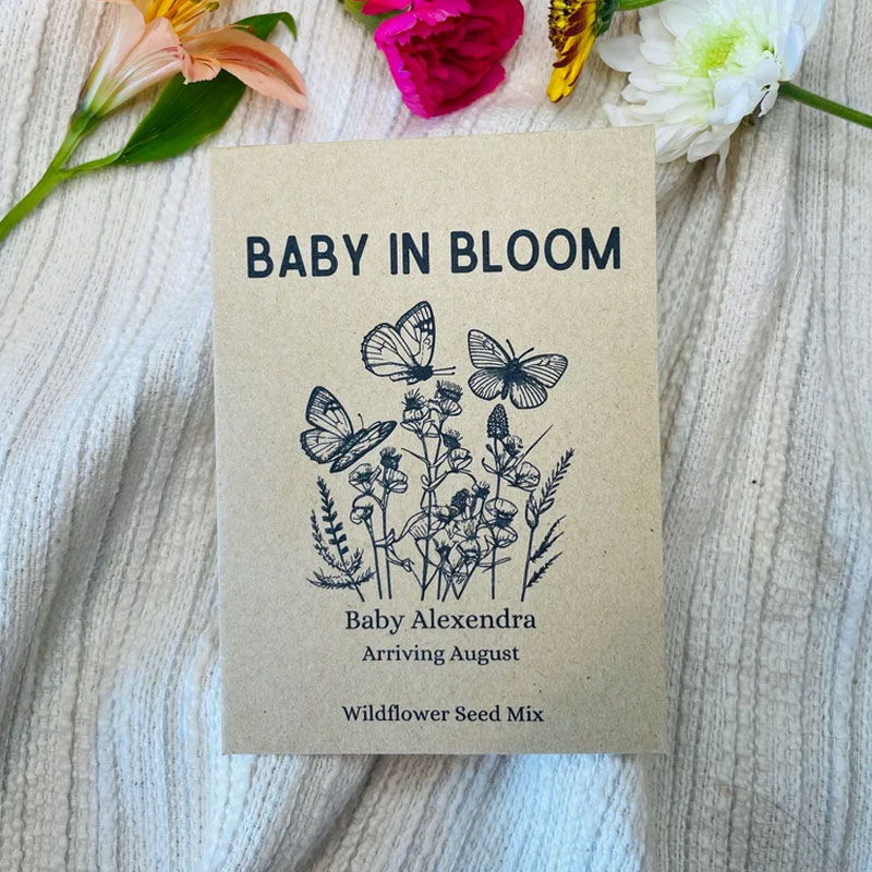 Custom Baby In Bloom Wildflower Seed Packet Favors For Baby Shower