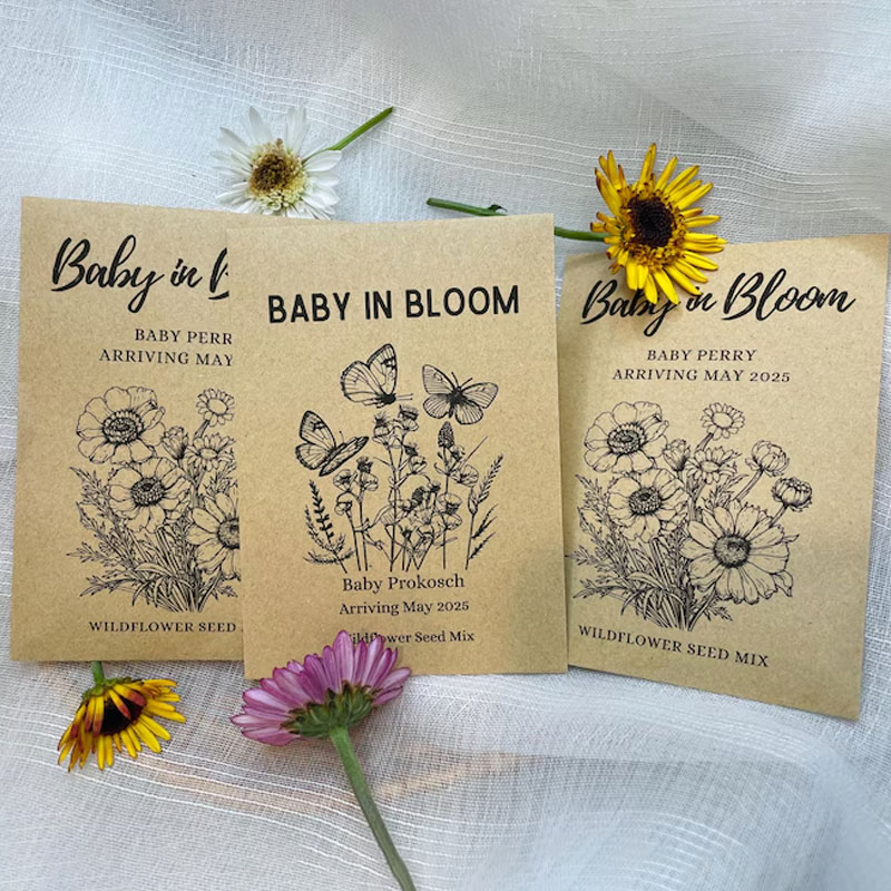 Custom Baby In Bloom Wildflower Seed Packet Favors For Baby Shower