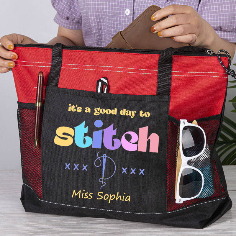 Funny Cross Stitch Addict Tote Bag