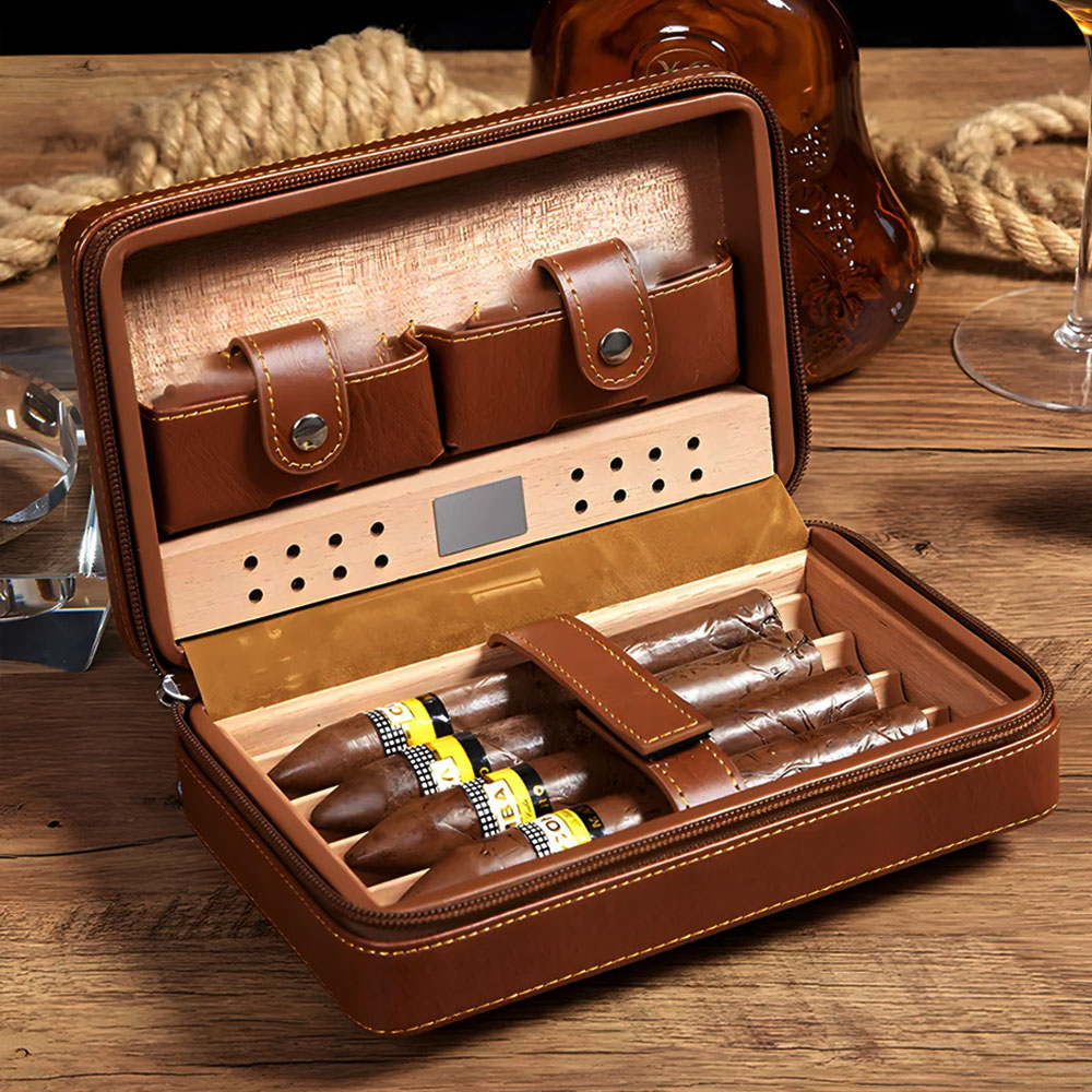Personalized Humidor Cigar Case, Travel Cigar Case Gift for Him