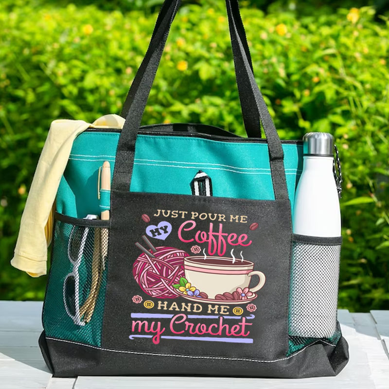 Crocheting Crochet Coffee Tote Bag