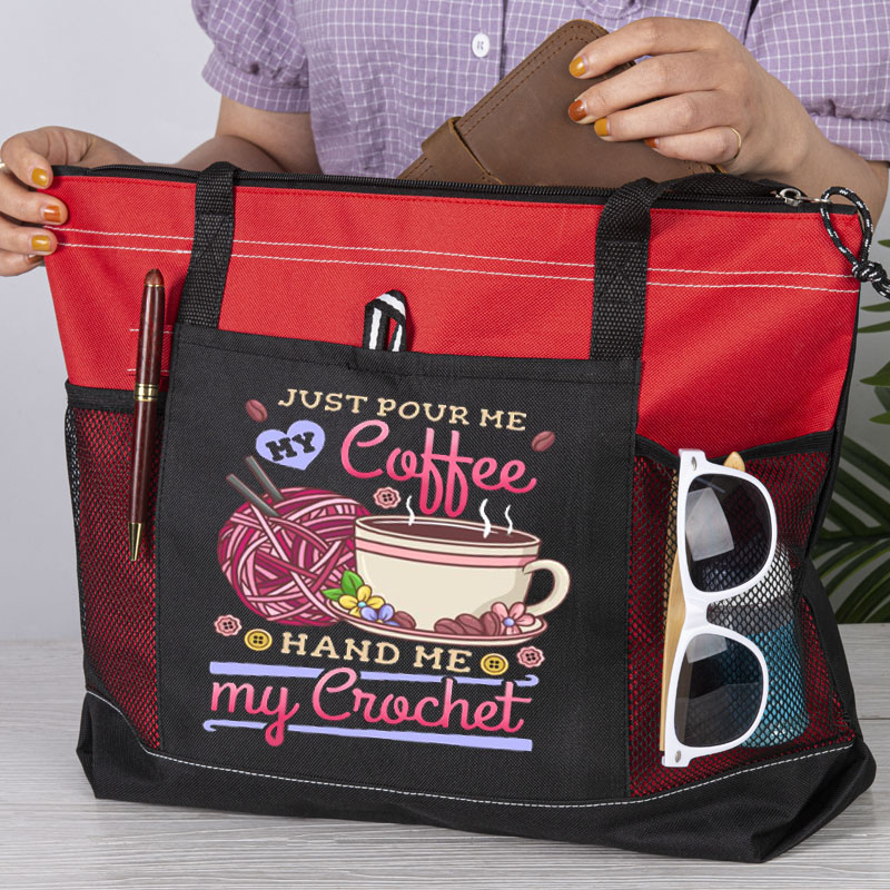 Crocheting Crochet Coffee Tote Bag