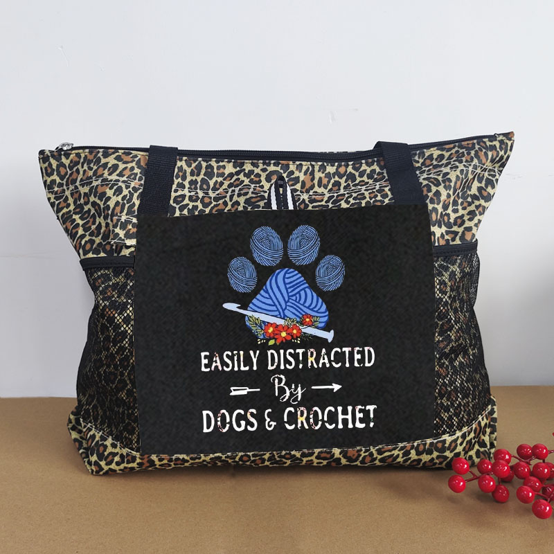 Easily Distracted by Dogs & Crochet Tote Bag