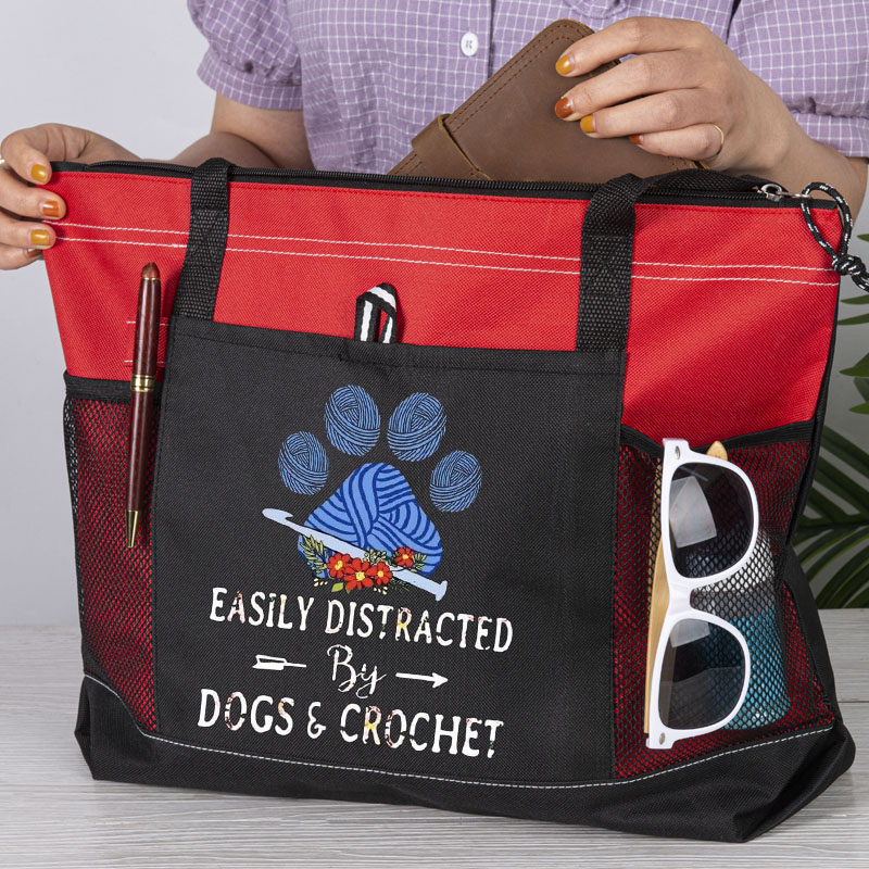 Easily Distracted by Dogs & Crochet Tote Bag