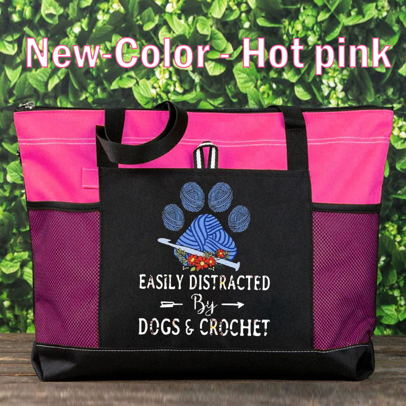 Easily Distracted by Dogs & Crochet Tote Bag