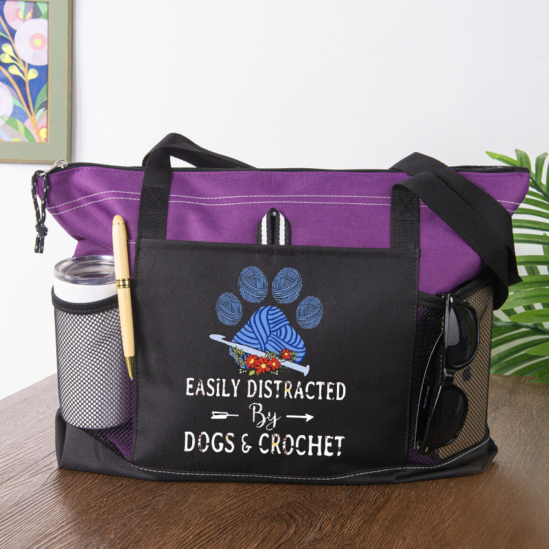 Easily Distracted by Dogs & Crochet Tote Bag