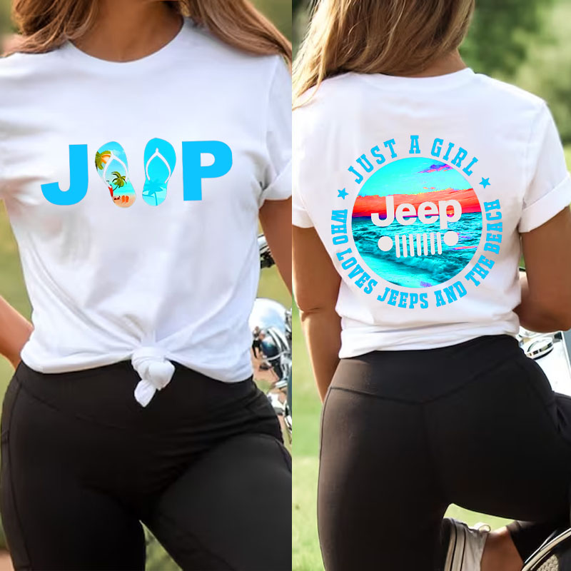 Just a Girl Who Loves Jeeps and The Beach T Shirt Jeep Lover Tee