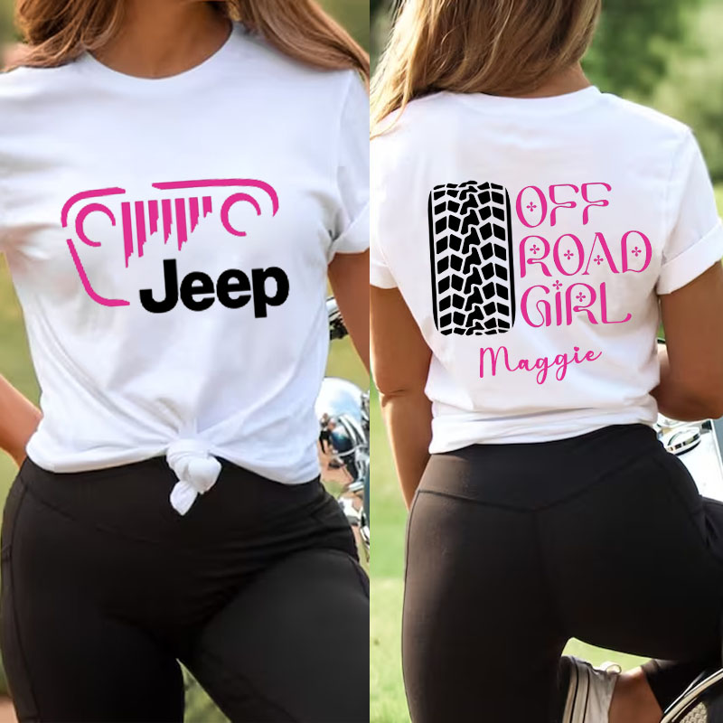 Custom Name Off Road Jeep Girl Tshirt