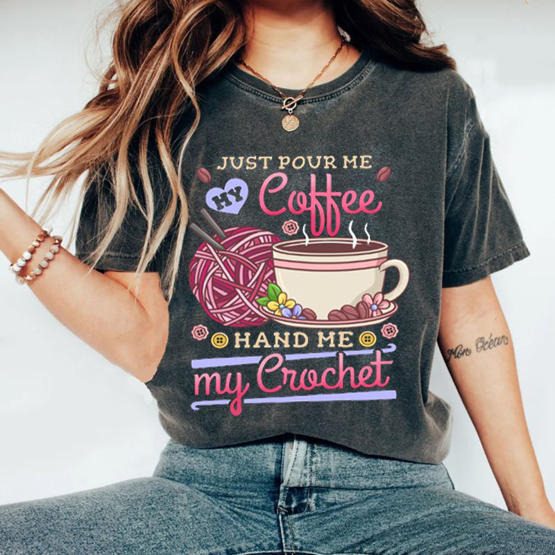 Crocheting Crochet Coffee Washed Tshirt