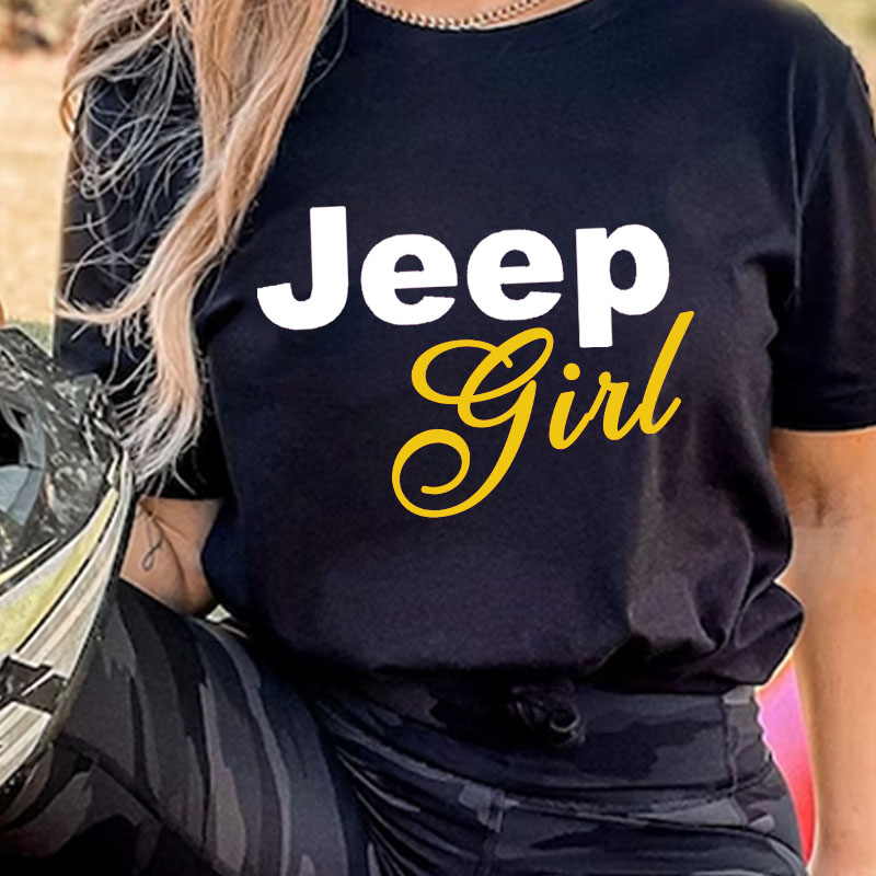 Simple American Jeep Girl Sunflower T-Shirt