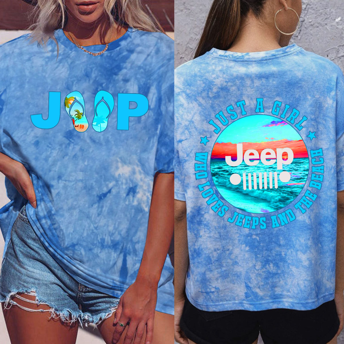 Just a Girl Who Loves Jeeps and The Beach Tie-dye T-Shirt