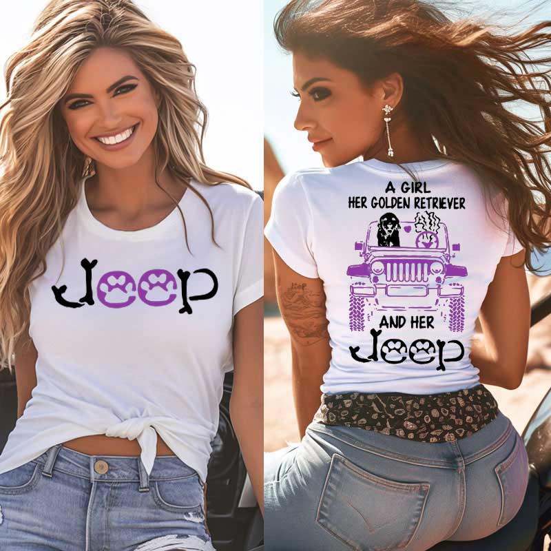 A Girl Her Golden Retriever And Her Jp Colorful Jp T-Shirt