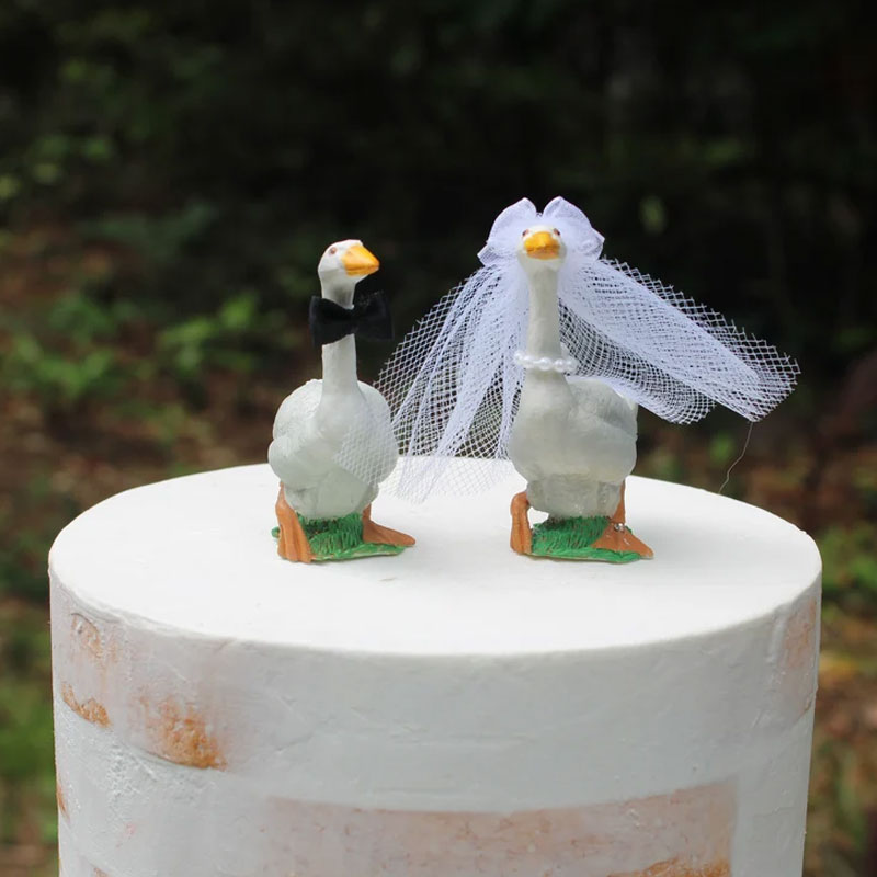 Goose Wedding Cake Topper Anniversary Bride Groom Personalized Unique Barn Gifts
