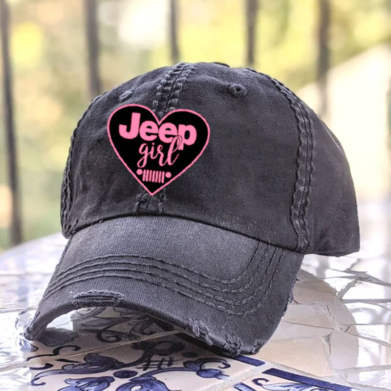 Jeep Girl with Heart Summer Baseball Cap