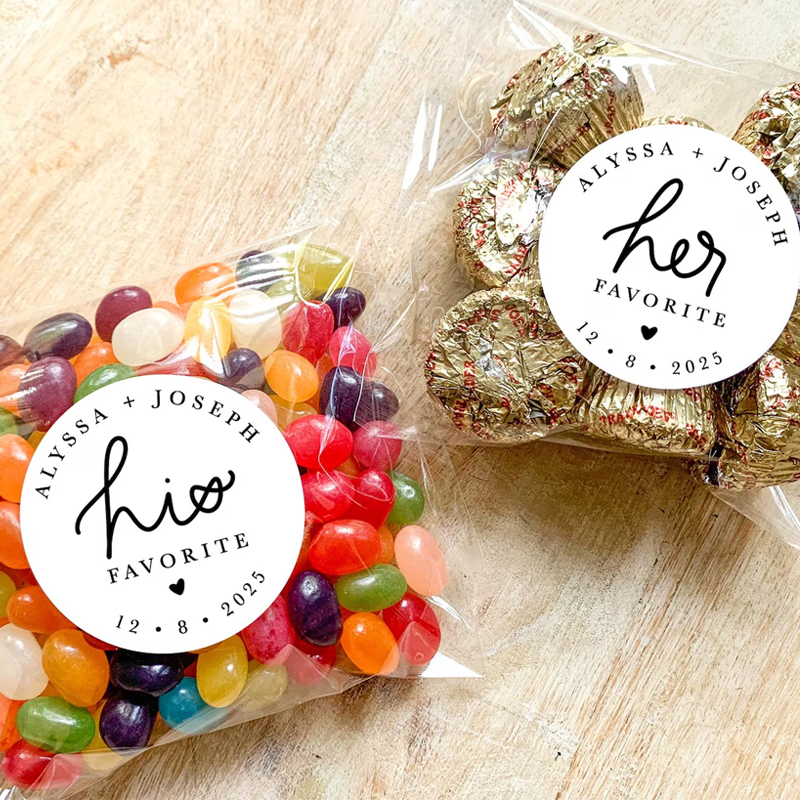 His and Her Favorite Personalized Stickers Wedding Candy Favors