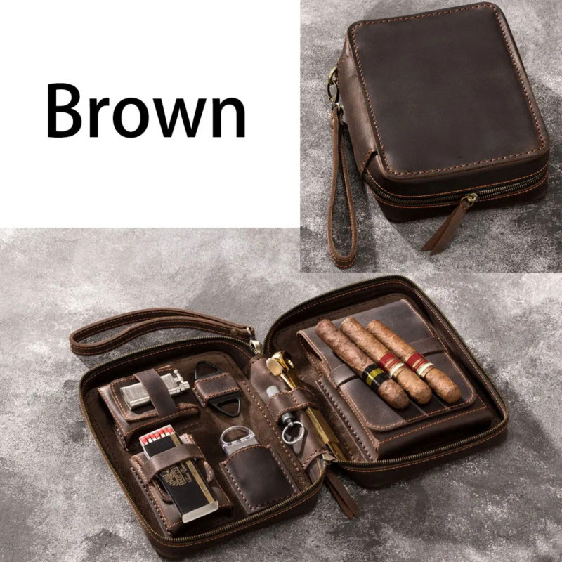 Personalized Leather Travel Cigar Box For Cigar Accessories