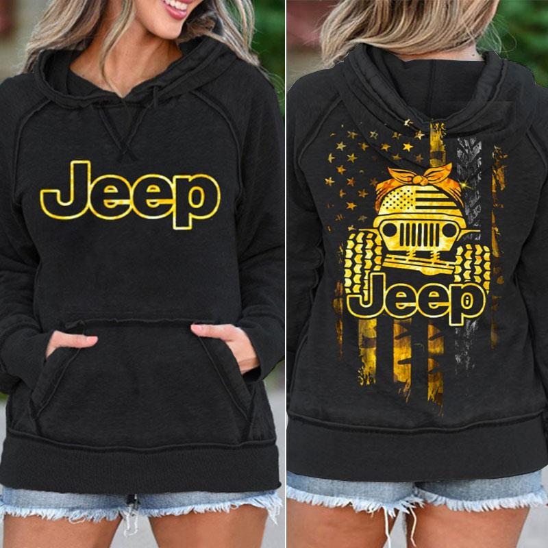 Jeep Flag Girl Pocket Hoodie