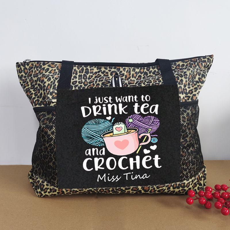 I Just Want To Drink Tea And Crochet Tote Bag