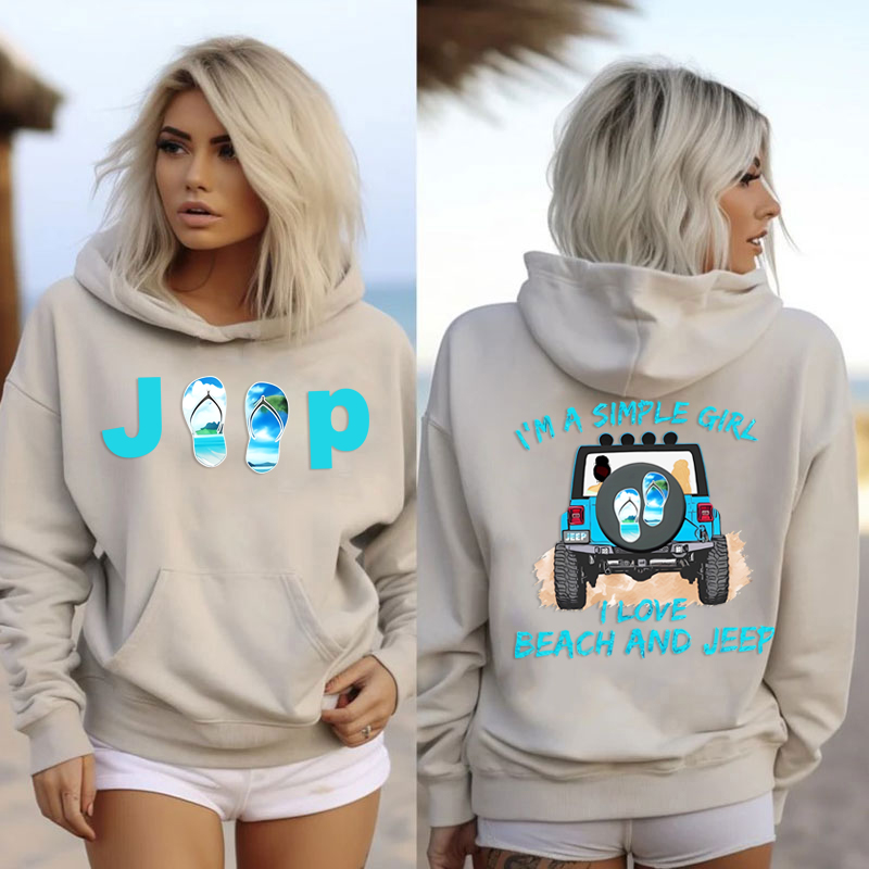 I Love Beach And Jeep Oversized Hoodie